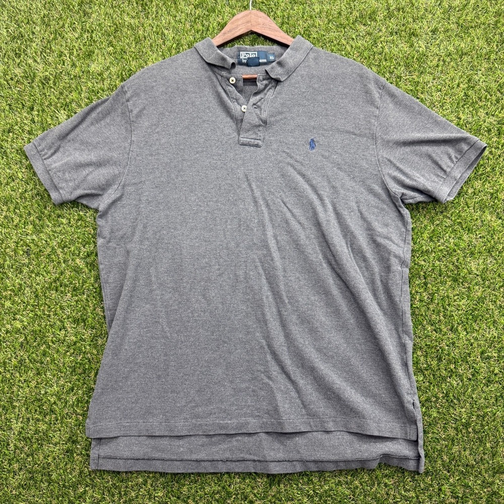 Polo Ralph Lauren Men's‎ Polo Shirt XL Gray Classic Fit Blue Pony Short Sleeve